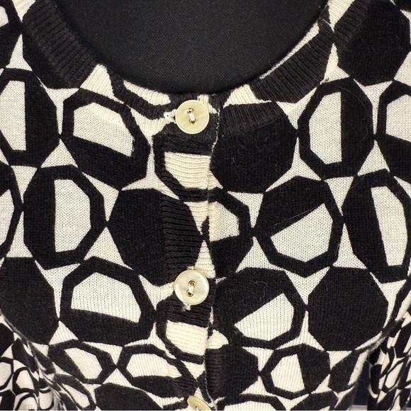 Y2K Merona Black and White Geometric Print Cardigan, Size XS - Picture 2 of 8